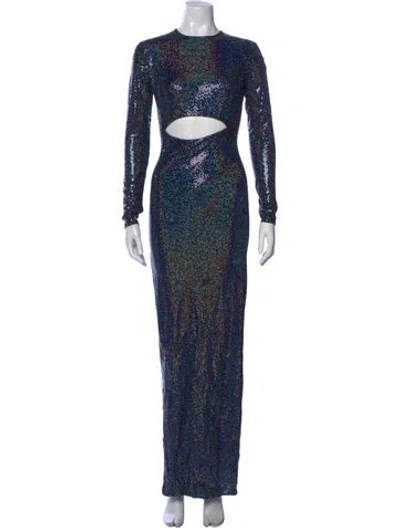 Pre-owned The Sei Printed Long Dress In Blue