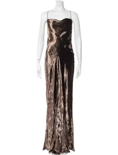 Pre-owned The Sei Printed Long Dress In Brown