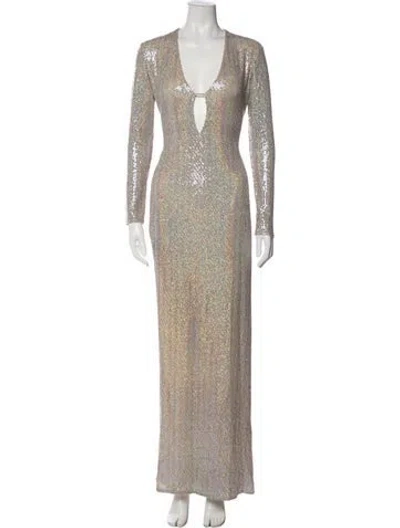 Pre-owned The Sei Printed Long Dress W/ Tags In Silver