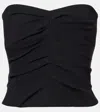 The Sei Ruched Crêpe Tube Top In Black