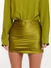 THE SEI RUCHED MINI SKIRT IN MOSS