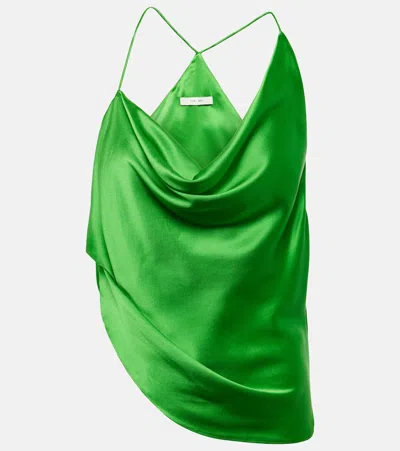 The Sei Ruched Silk Top In Green