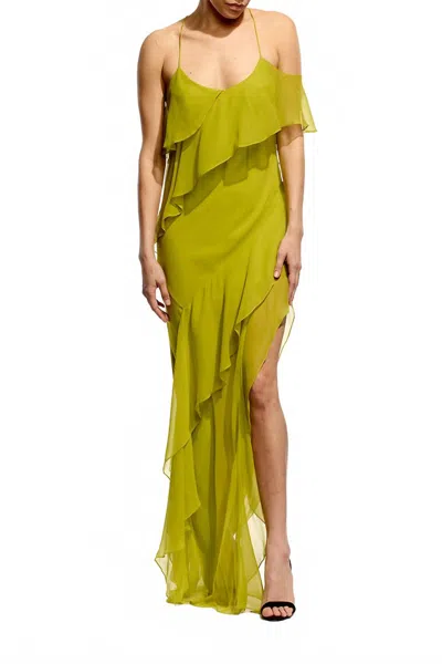 The Sei Ruffle Bias Gown In Chartreuse In Multi
