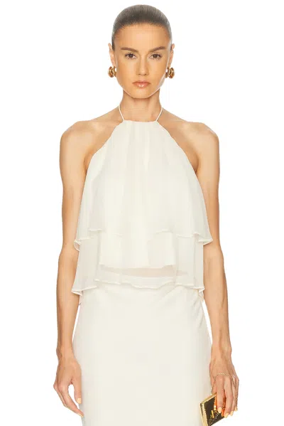The Sei Ruffle Halter Top In White