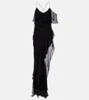 The Sei Ruffled Silk Chiffon Maxi Dress In Black