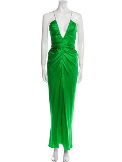 Pre-owned The Sei Satin Long Dress In Green
