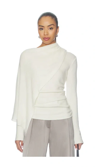 The Sei Scarf Sweater In White