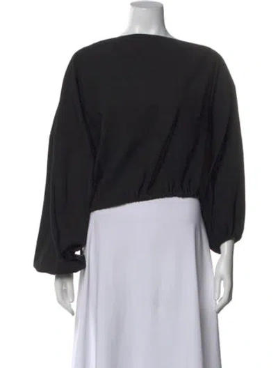Pre-owned The Sei Scoop Neck Long Sleeve Top In Black