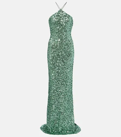 The Sei Sequined Gown In Green