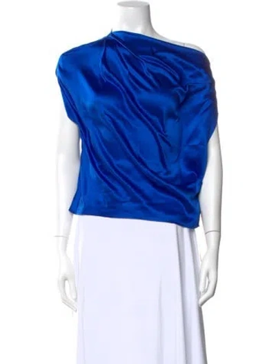 Pre-owned The Sei Silk Asymmetrical Blouse In Blue