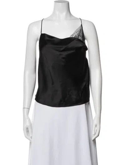 Pre-owned The Sei Silk Asymmetrical Top In Black