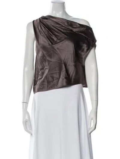 Pre-owned The Sei Silk Asymmetrical Top In Neutral