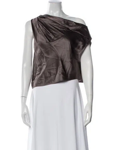 Pre-owned The Sei Silk Asymmetrical Top In Neutrals