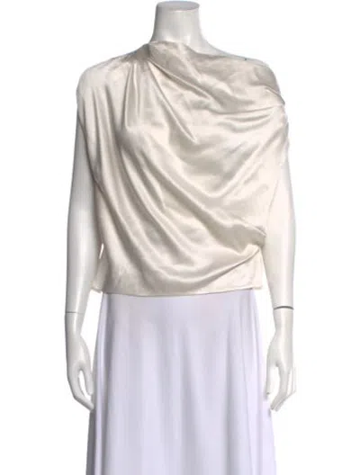 Pre-owned The Sei Silk Asymmetrical Top In Neutrals