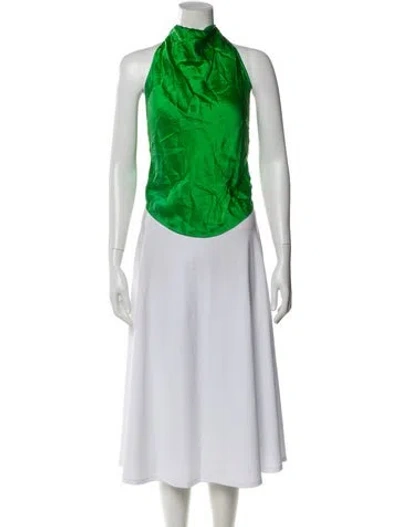 Pre-owned The Sei Silk Halterneck Blouse In Green