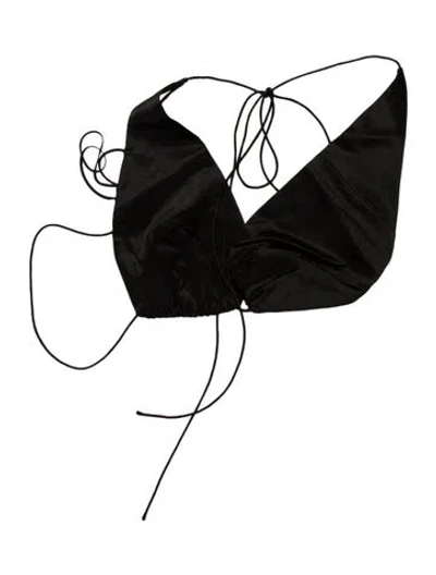 Pre-owned The Sei Silk Halterneck Crop Top In Black