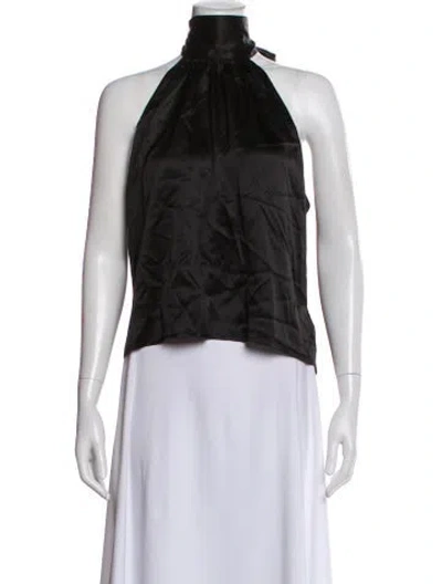 Pre-owned The Sei Silk Halterneck Top In Black
