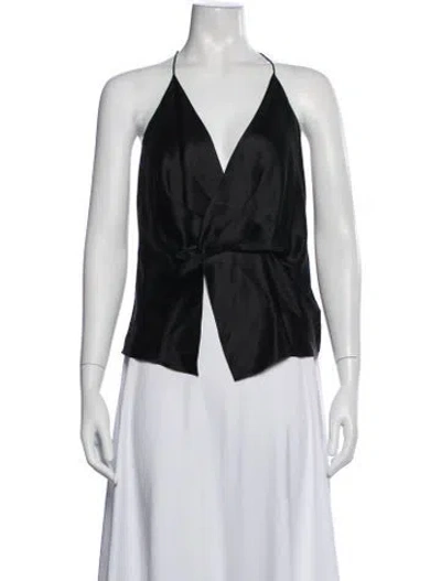 Pre-owned The Sei Silk Halterneck Top In Black