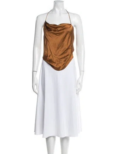 Pre-owned The Sei Silk Halterneck Top W/ Tags In Brown/orange