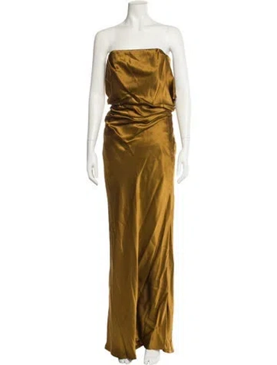 Pre-owned The Sei Silk Long Dress In Brown