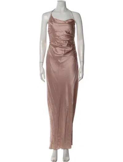 Pre-owned The Sei Silk Long Dress In Brown