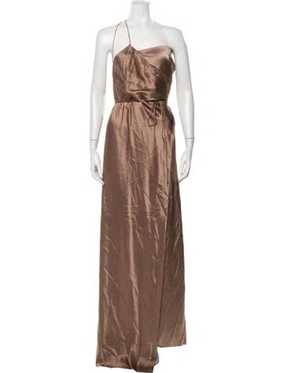 Pre-owned The Sei Silk Long Dress In Brown