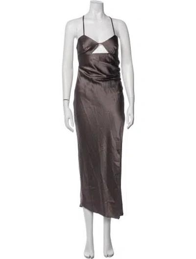 Pre-owned The Sei Silk Long Dress In Brown