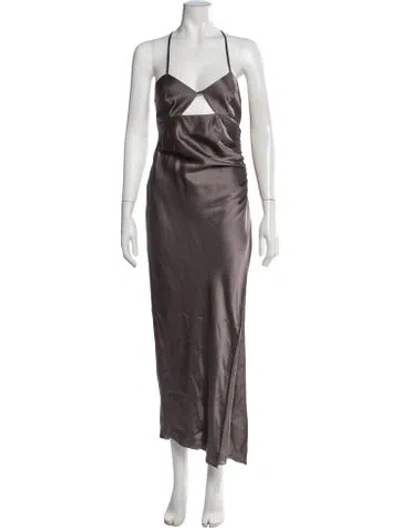 Pre-owned The Sei Silk Long Dress In Brown