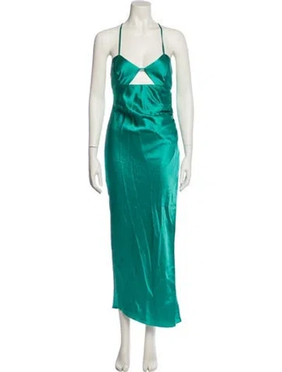 Pre-owned The Sei Silk Long Dress In Green