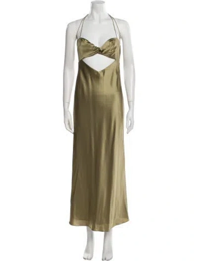 Pre-owned The Sei Silk Long Dress In Green