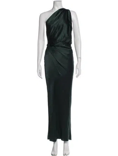 Pre-owned The Sei Silk Long Dress In Green