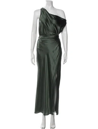 Pre-owned The Sei Silk Long Dress In Green