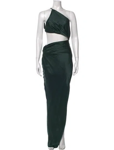Pre-owned The Sei Silk Long Dress In Green
