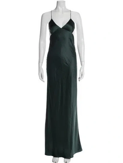 Pre-owned The Sei Silk Long Dress In Green
