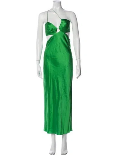 Pre-owned The Sei Silk Long Dress In Green