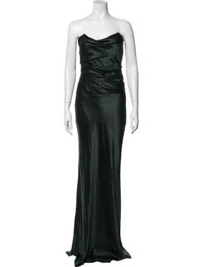 Pre-owned The Sei Silk Long Dress In Green