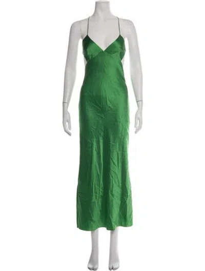 Pre-owned The Sei Silk Long Dress In Green