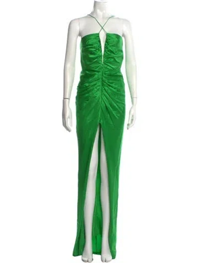 Pre-owned The Sei Silk Long Dress In Green