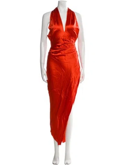 Pre-owned The Sei Silk Long Dress In Orange
