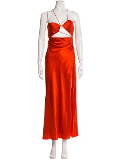 Pre-owned The Sei Silk Long Dress In Orange