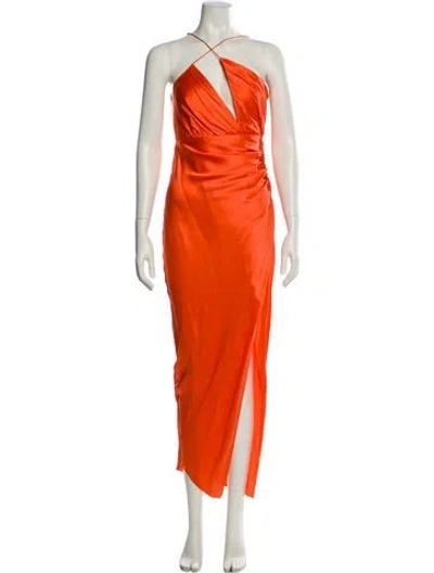 Pre-owned The Sei Silk Long Dress In Orange