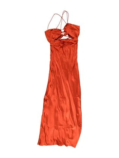 Pre-owned The Sei Silk Long Dress In Orange