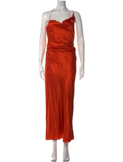 Pre-owned The Sei Silk Long Dress In Orange