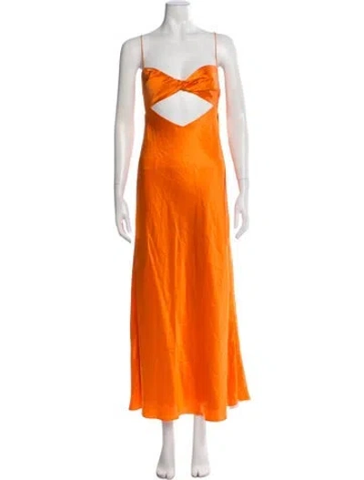 Pre-owned The Sei Silk Long Dress In Orange
