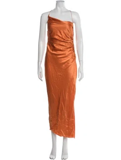 Pre-owned The Sei Silk Long Dress In Orange