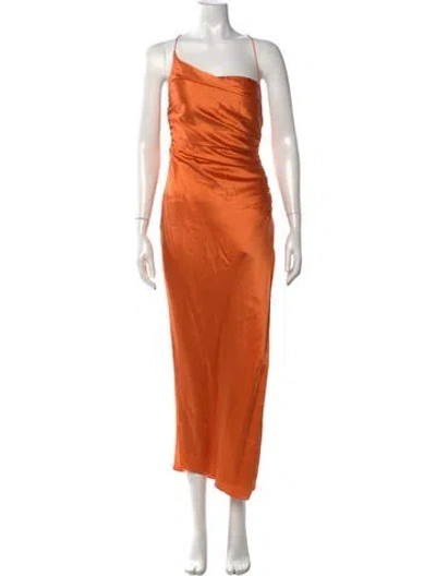 Pre-owned The Sei Silk Long Dress In Orange