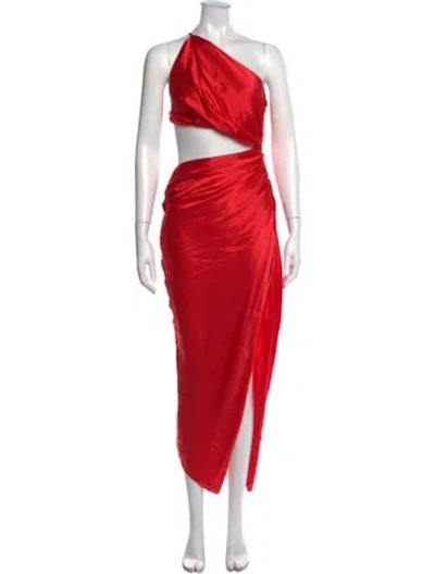 Pre-owned The Sei Silk Long Dress In Red