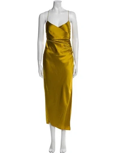 Pre-owned The Sei Silk Long Dress In Yellow