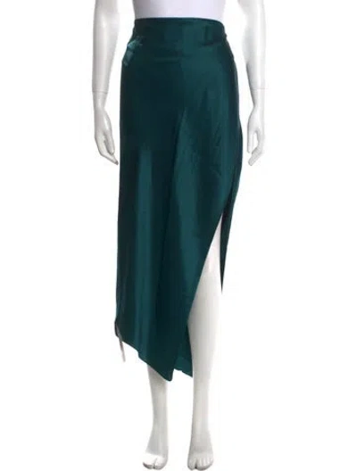 Pre-owned The Sei Silk Midi Length Skirt In Green