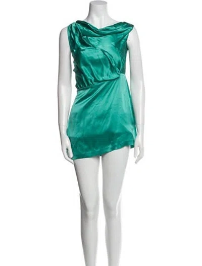 Pre-owned The Sei Silk Mini Dress In Blue